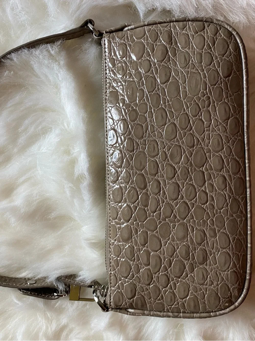🔥NWT🔥 BY FAR, Rachel Croc-Embossed Leather Shoulder Bag